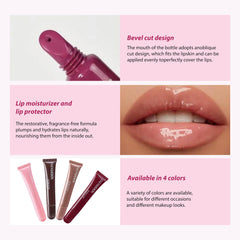 Aplicación suave del brillo labial de Mrettick para un acabado uniforme.