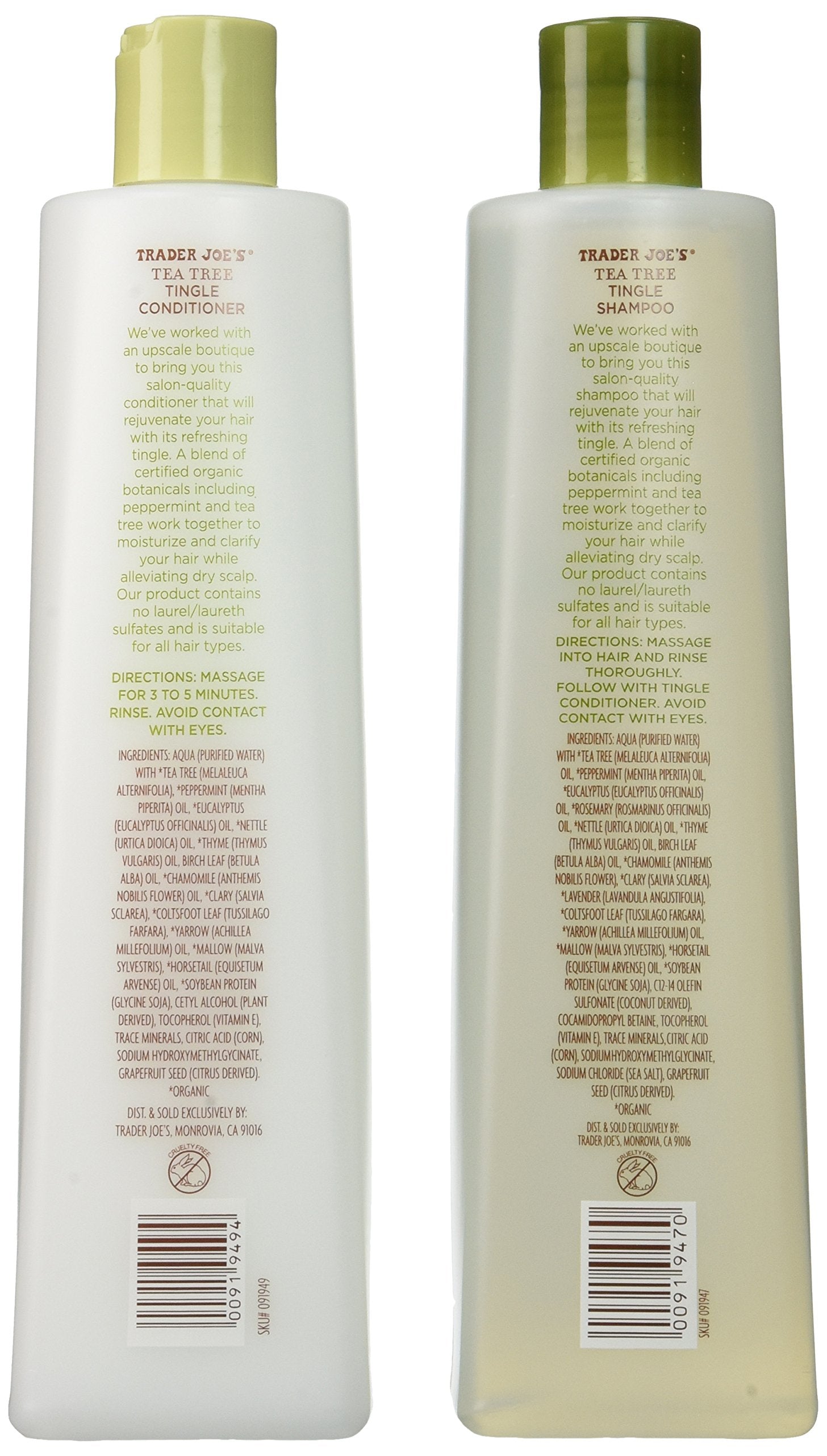 Acondicionador Mroobest Tea Tree Tingle, botella, desenreda y suaviza el cabello.