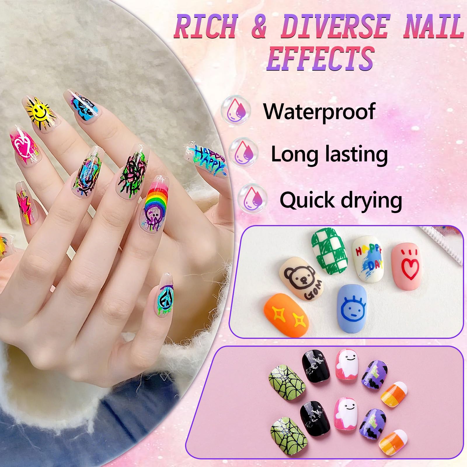 Mrryiio bolígrafos de uñas para iniciación y pruebas de diseño.