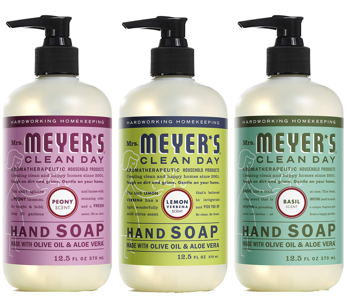 Flacon Mrs. Meyer's Clean Day verveine-citronnelle, douceur hydratante pour les mains.