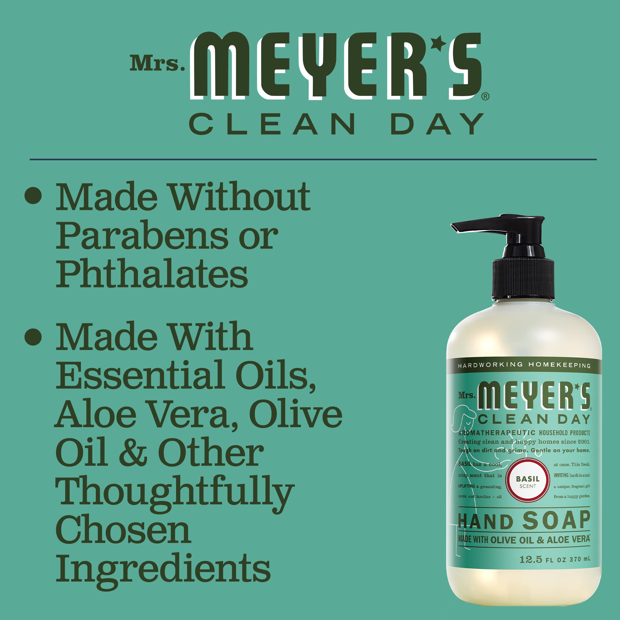 Manos con MRS. MEYER'S CLEAN DAY: espuma de albahaca para aroma vigorizante