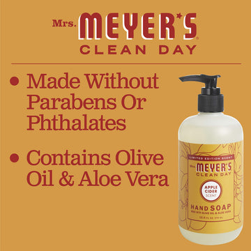 Aroma de sidra de manzana en jabón Mrs. Meyer's Clean Day para perfumar la cocina.