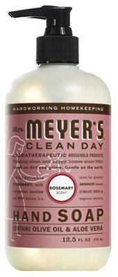 Jabón de manos MRS. MEYER'S CLEAN DAY con romero, etiqueta que sugiere aroma suave