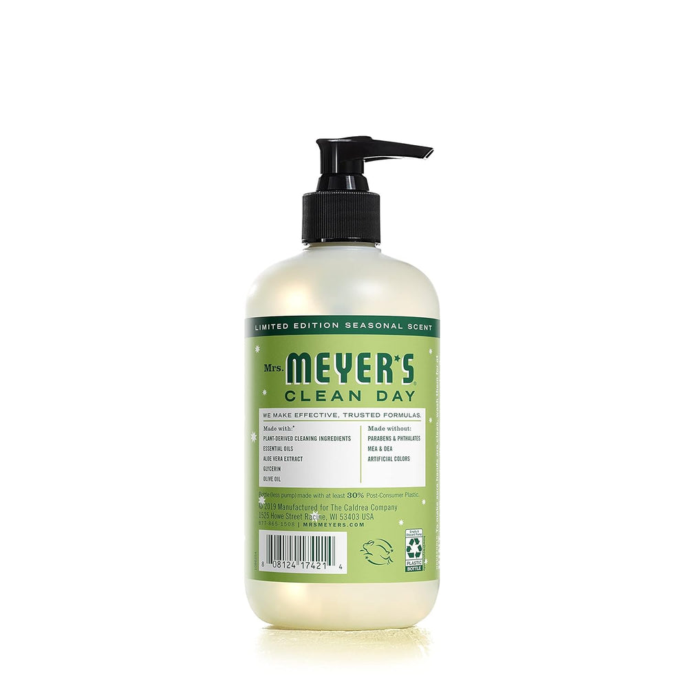 Jabón de manos Mrs. Meyer's Clean Day aroma clavo-cedro para un toque festivo.