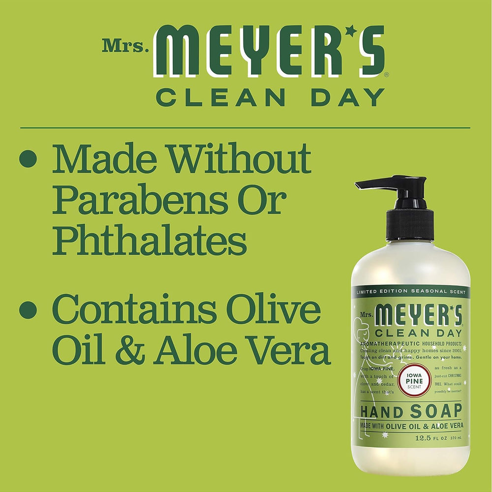 Jabón de manos Mrs. Meyer's Clean Day en pack de tres botellas para uso diario.