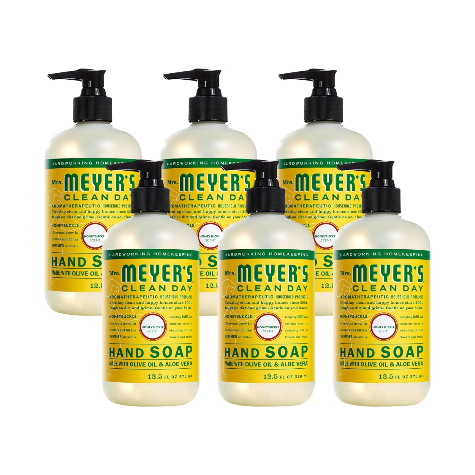 MRS. MEYER'S Clean Day Savon mains honeysuckle – bouteille élégante et pratique.
