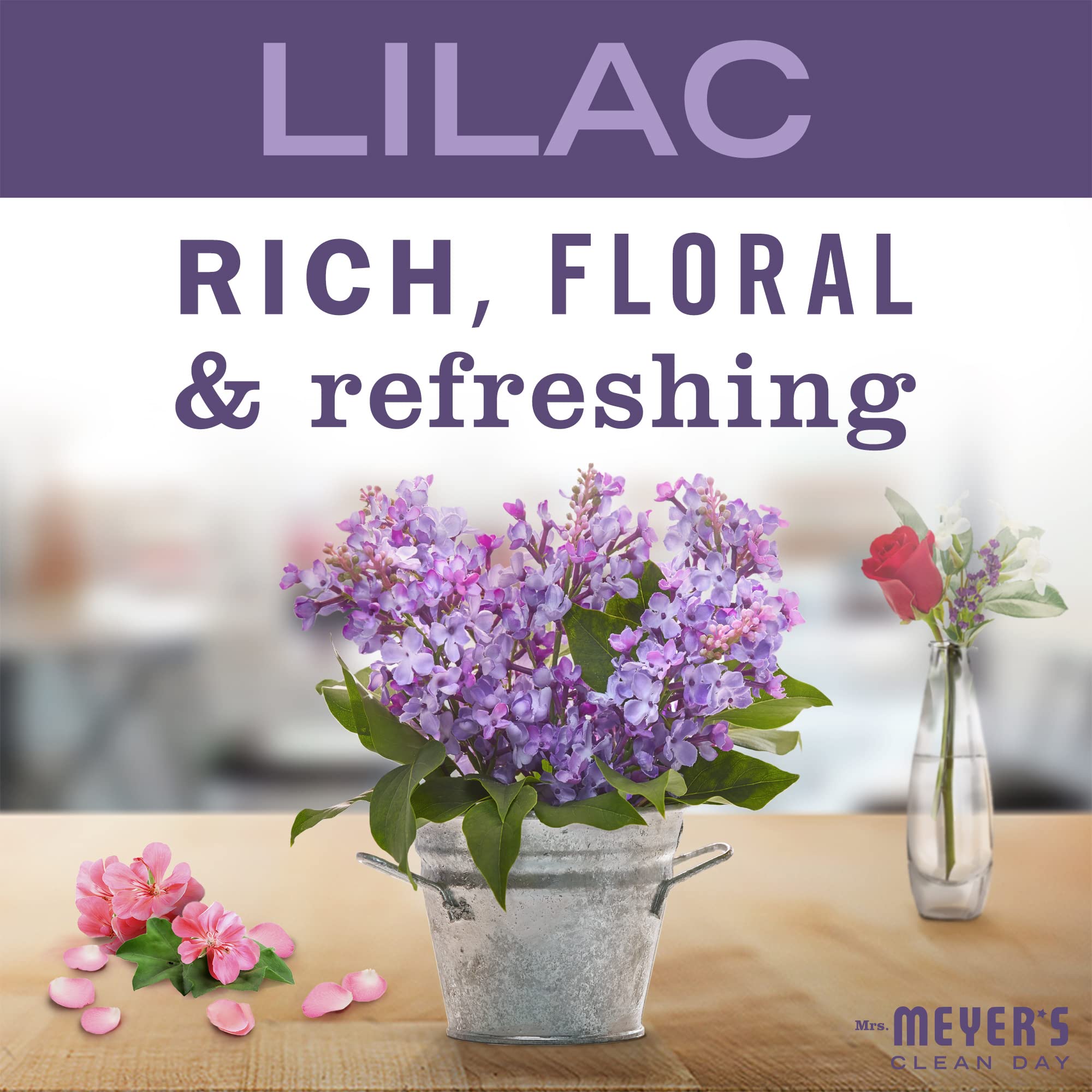Primer plano de flores de lila para fragancia suave de MRS. MEYER'S