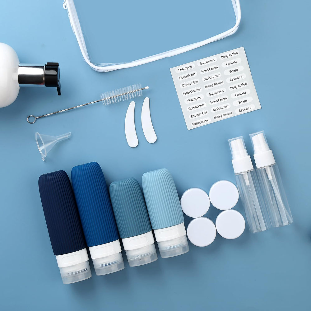 Accesorios de viaje Mrsdry: embudo y cucharillas para rellenar con precisión.