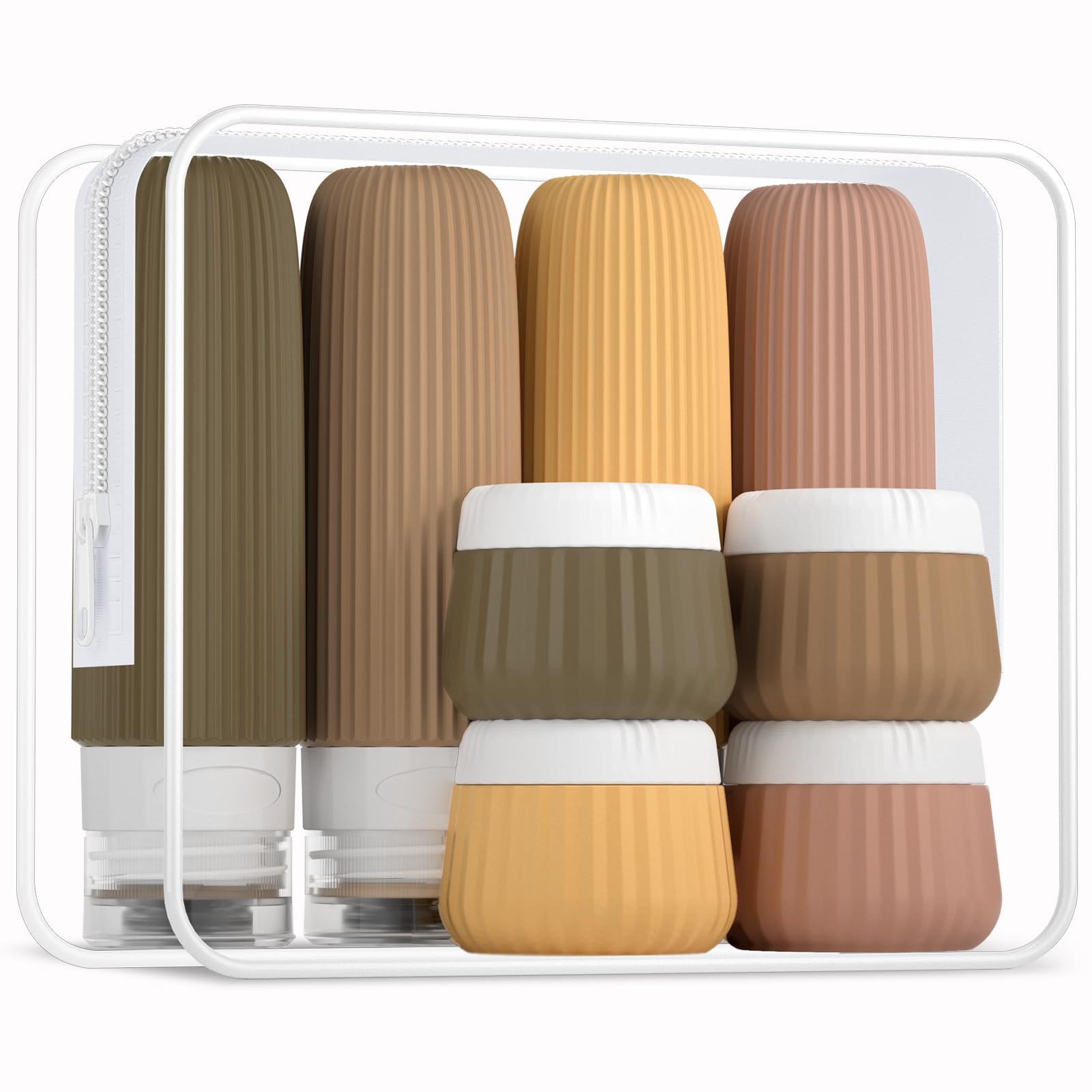Botellas de viaje de silicona Mrsdry de 3oz, fáciles de rellenar y transportar.