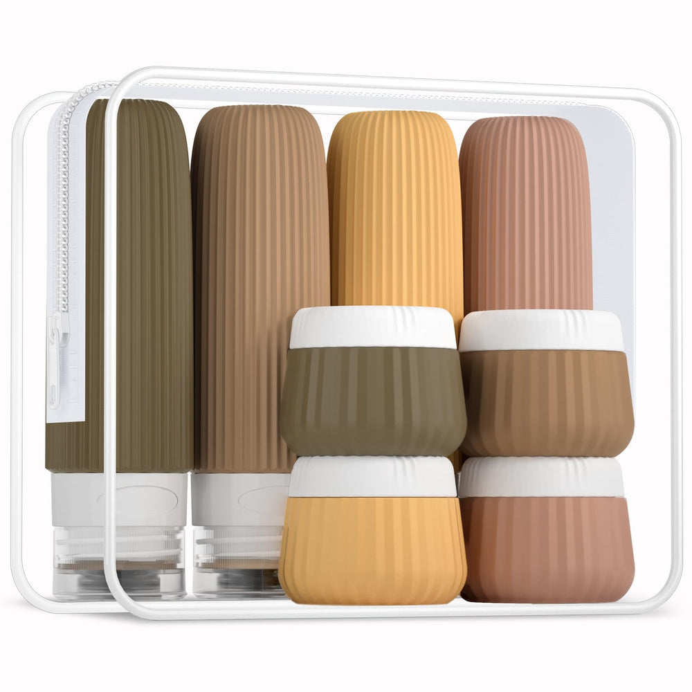 Botellas de viaje de silicona Mrsdry de 3oz, fáciles de rellenar y transportar.