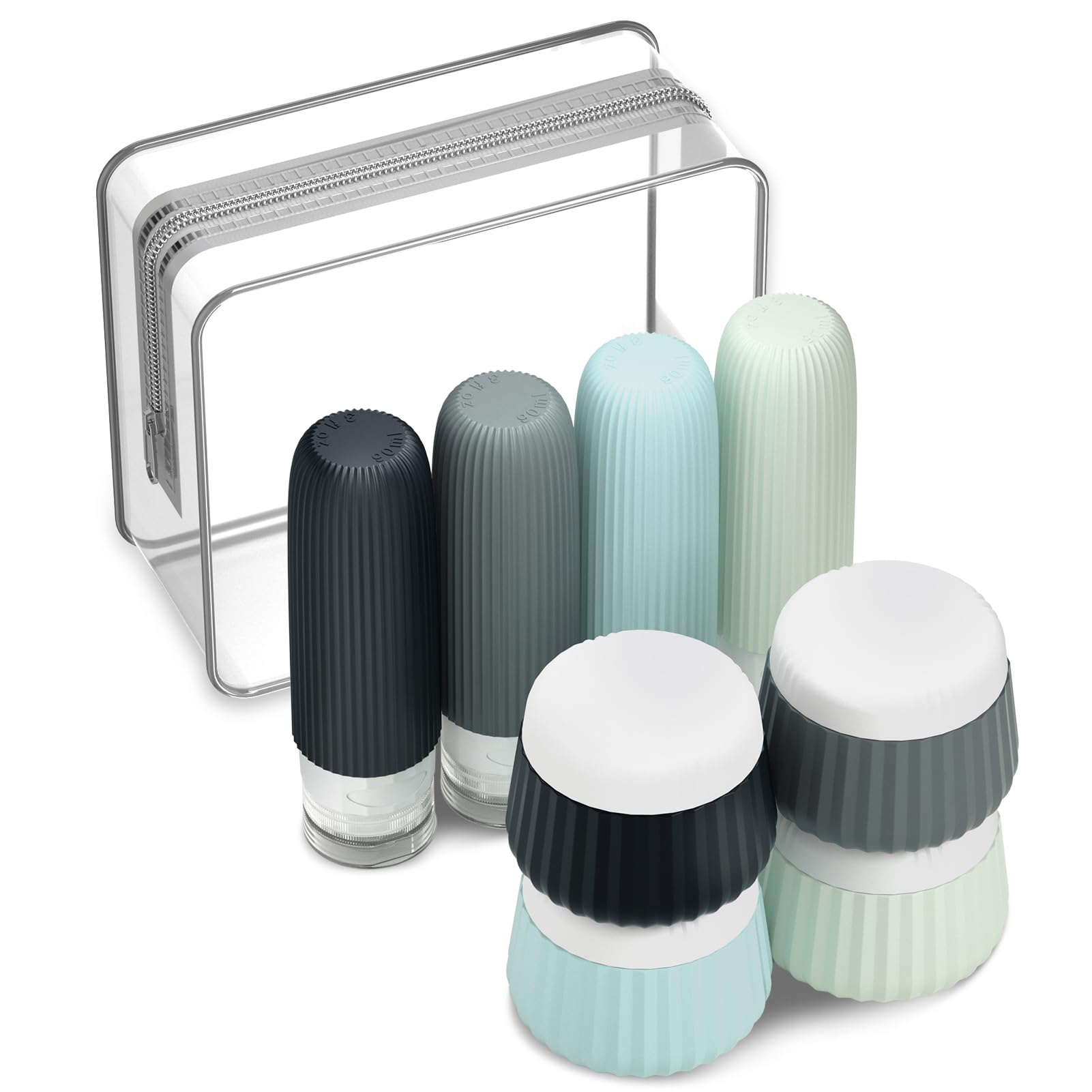 Mrsdry botellas de viaje de silicona con boca amplia para rellenar fácilmente.