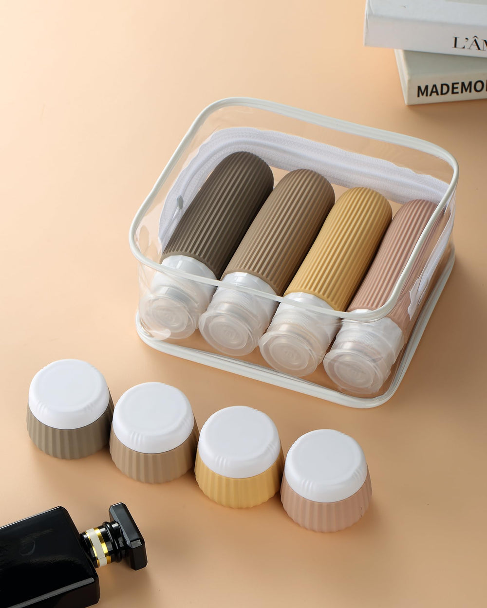 Contenedores recargables Mrsdry, reutilizables para viaje diario.