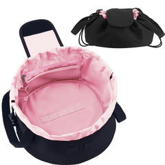 MrsFox bolsa de maquillaje con apertura plana y cordón para organización rápida.