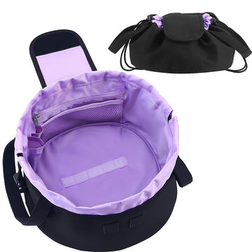 MrsFox bolsa maquillaje plana abierta para organizar cosméticos y herramientas.
