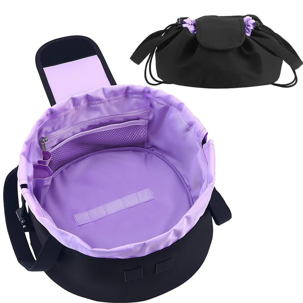 MrsFox bolsa maquillaje plana abierta para organizar cosméticos y herramientas.