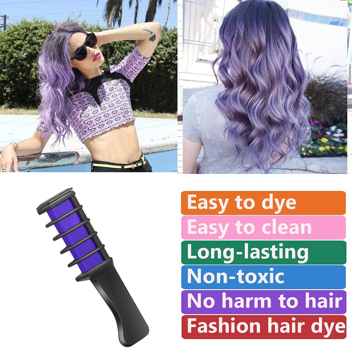 MSDADA peine-tiza color violeta, ideal para celebraciones escolares y fiestas