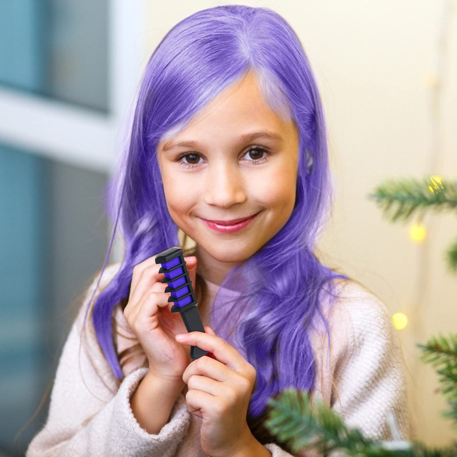 MSDADA peine-tiza de pelo violeta, perfecta para Halloween y Navidad