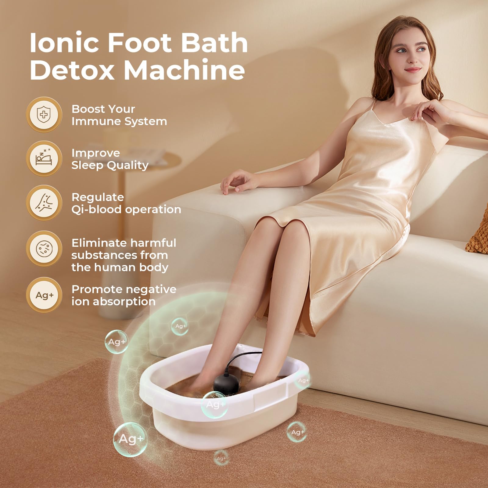 MSFOOT bandeja detox ionic para pies confortable durante la sesión