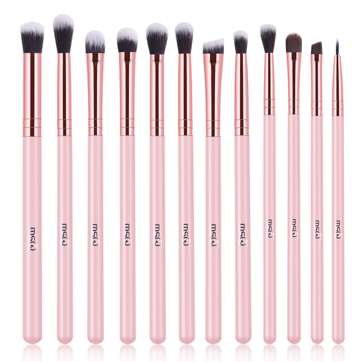 MSQ set de brochas para ojos en rosa, apariencia premium y cobertura homogénea.