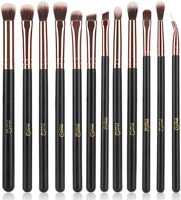 MSQ pinceles de ojos oro rosado con mango de madera para aplicación suave