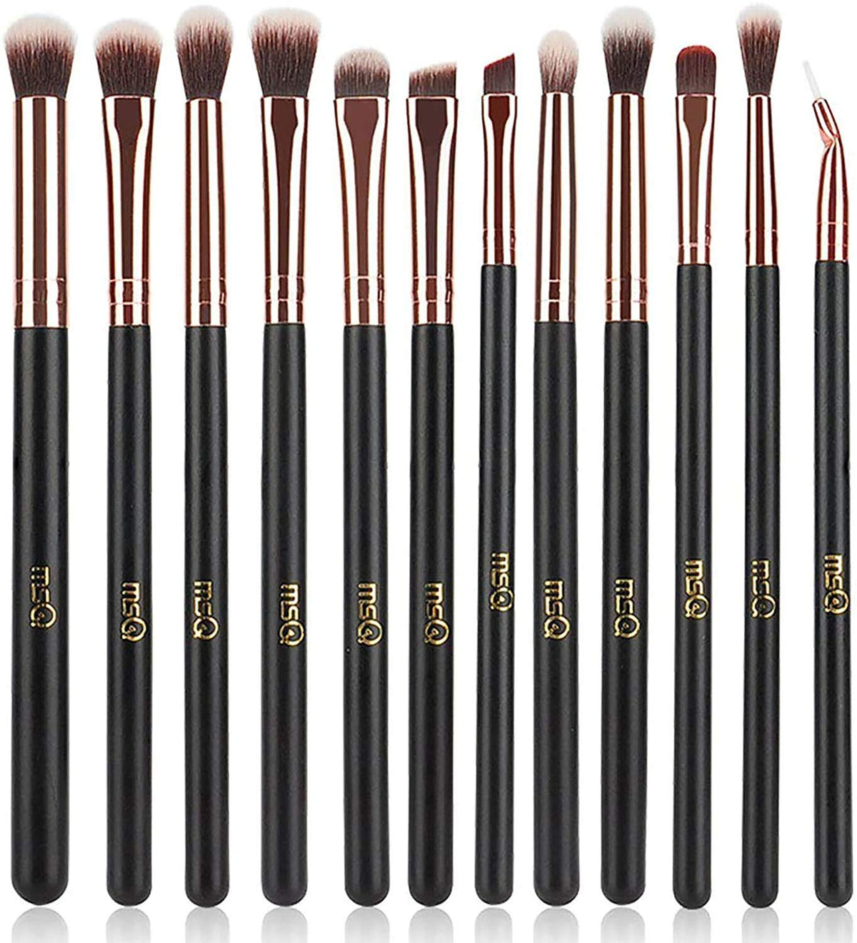 MSQ pinceles de ojos oro rosado con mango de madera para aplicación suave