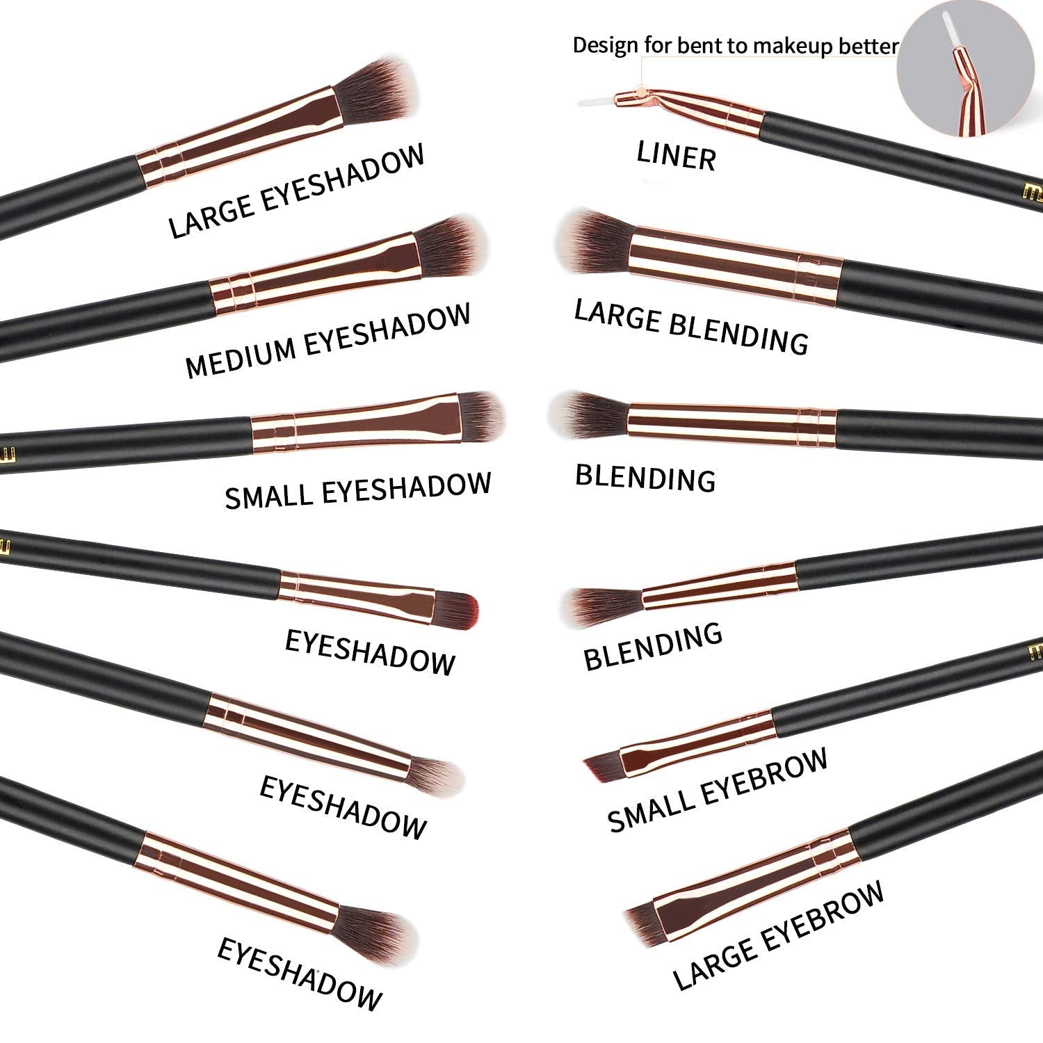 MSQ pinceles de ojos con puntas sintéticas para difuminar sombras con precisión
