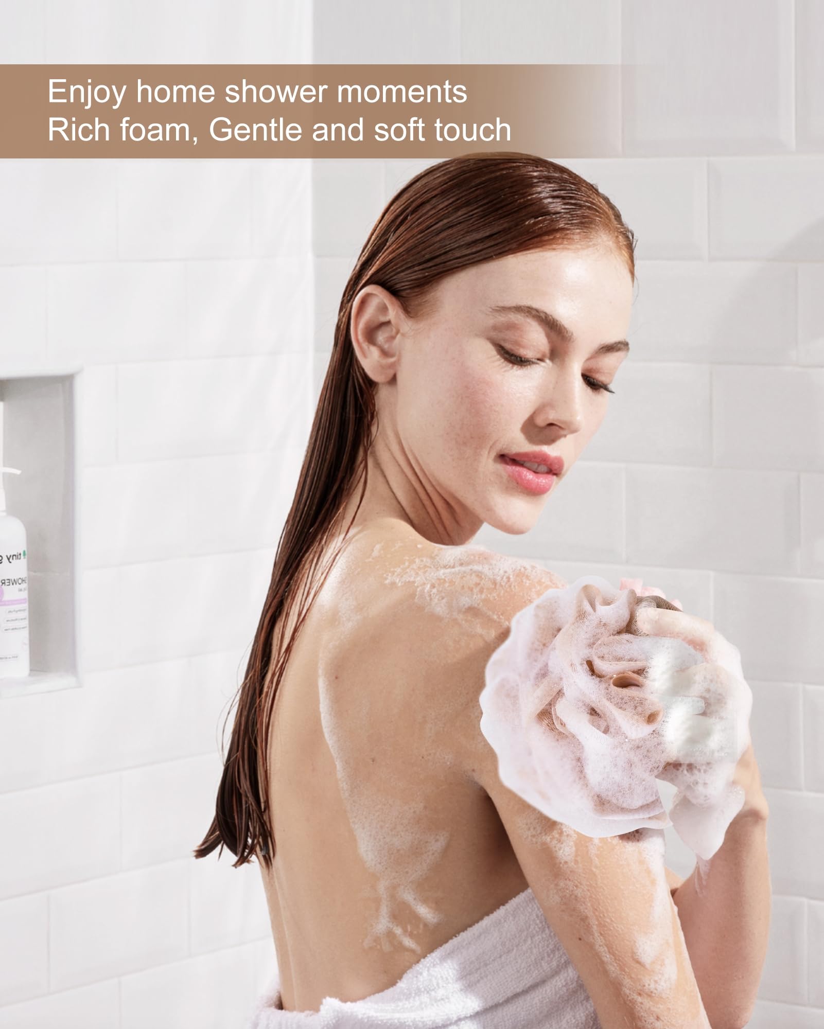 MTDLYICE lufa exfoliante rosa-beige ofrece experiencia de ducha cómoda