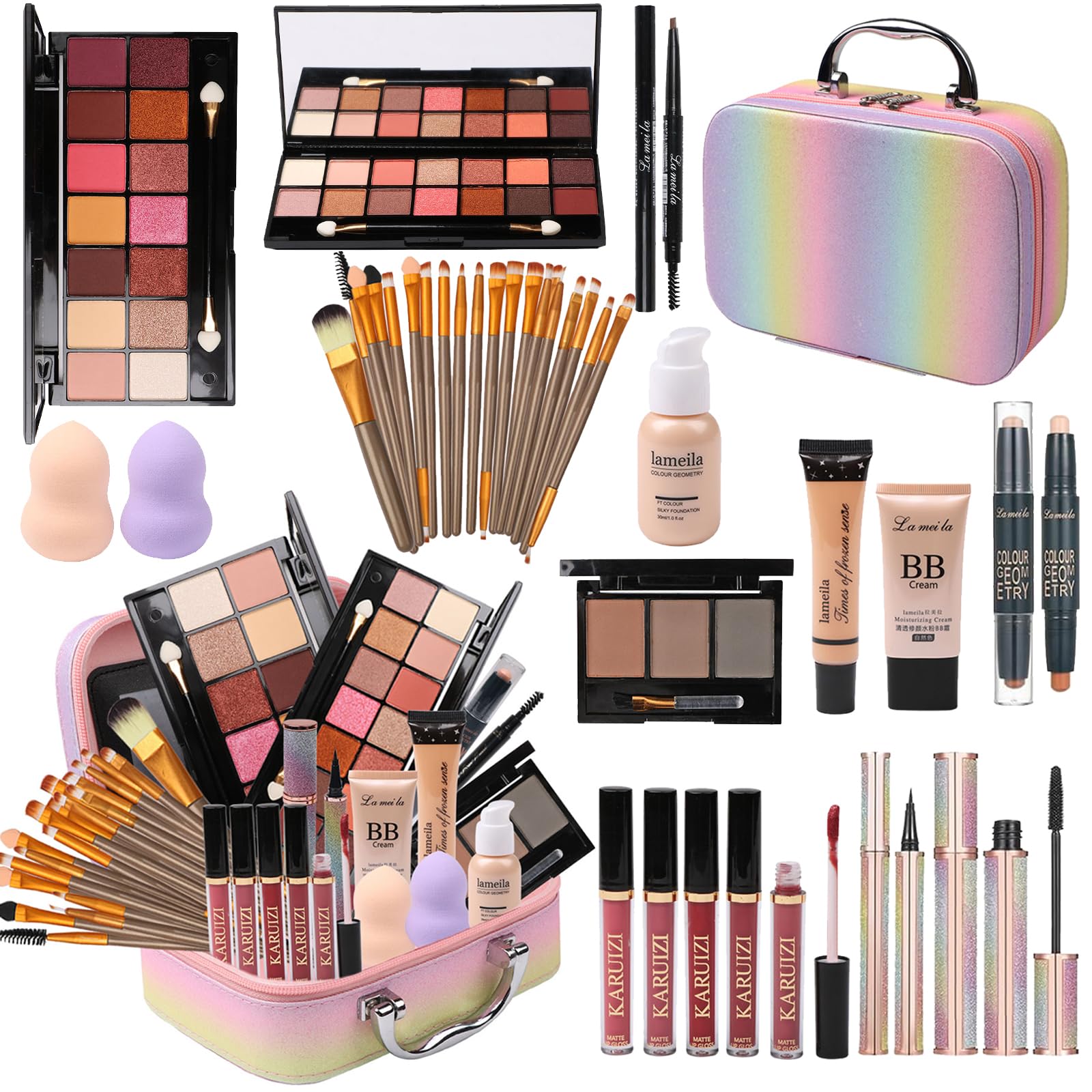 MTDXILTAI kit maquillaje arcoiris con paleta de sombras para looks creativos
