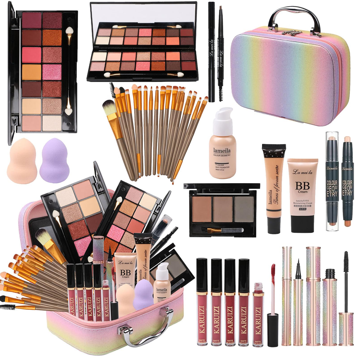 MTDXILTAI kit maquillaje arcoiris con paleta de sombras para looks creativos