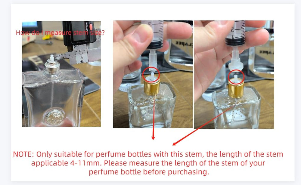 MUB adaptador extracción plástico, genera sello hermético durante la transferencia de perfume.