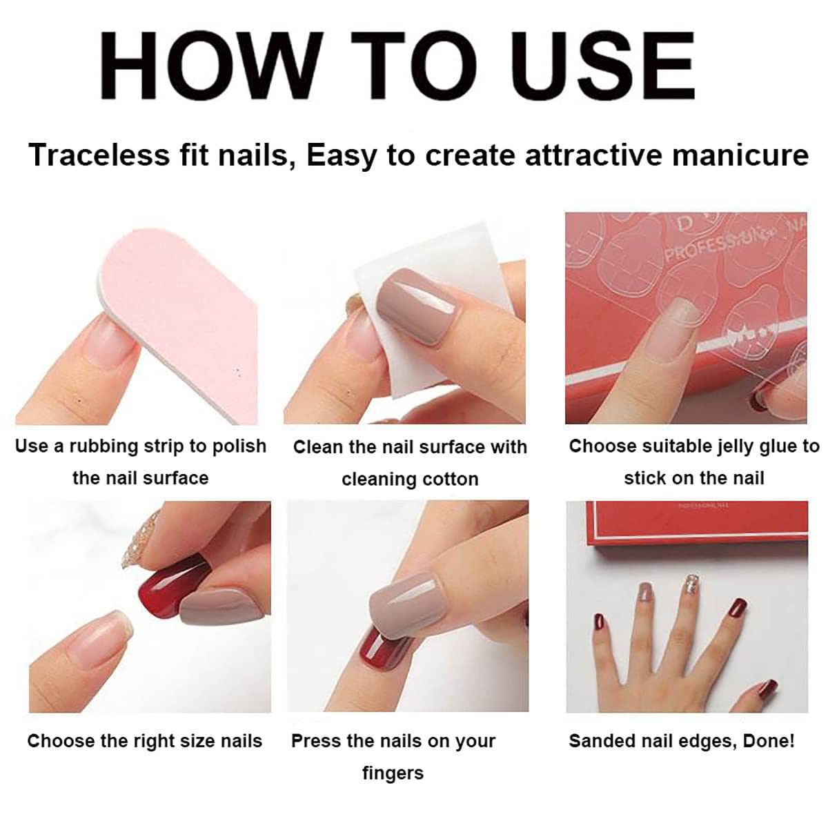 Much Hotter uñas acrílicas de 24 piezas con tallas ajustables para la mayoría.