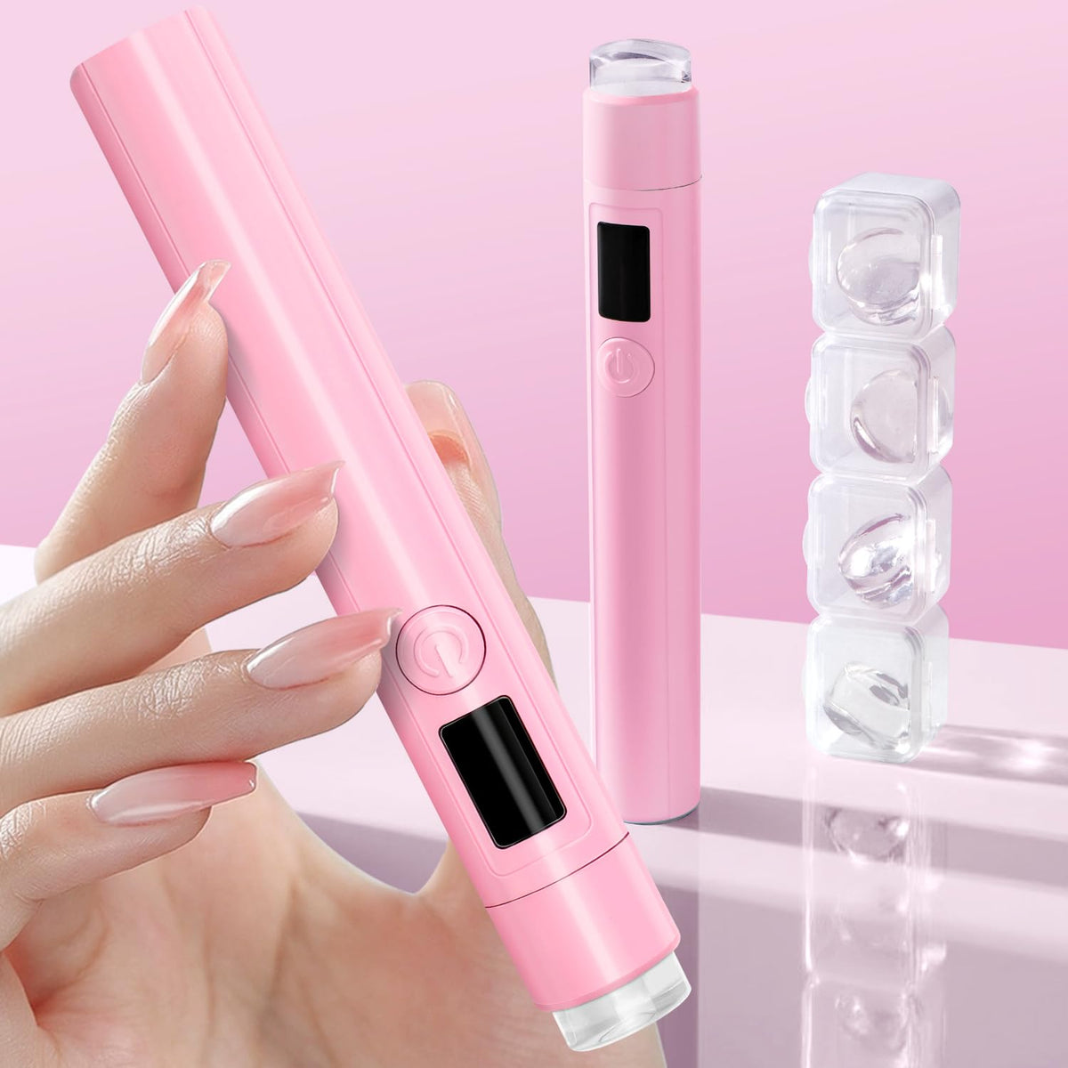 mucoos luz uv mini uñas rosado portatil: cura rapida para gel en casa