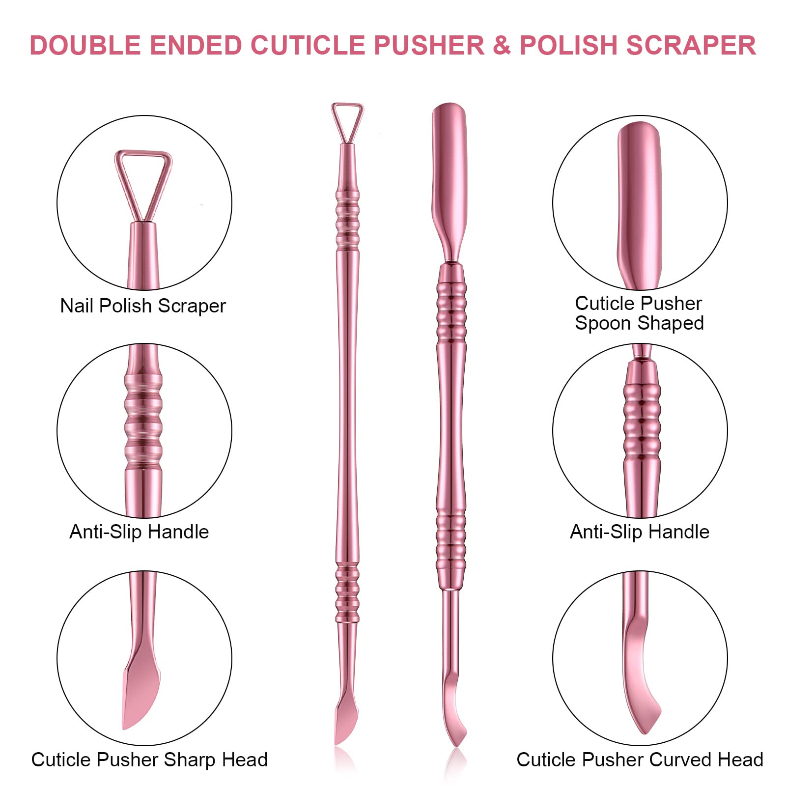 Mudder acero inoxidable rosa, herramienta duradera y fácil de limpiar.