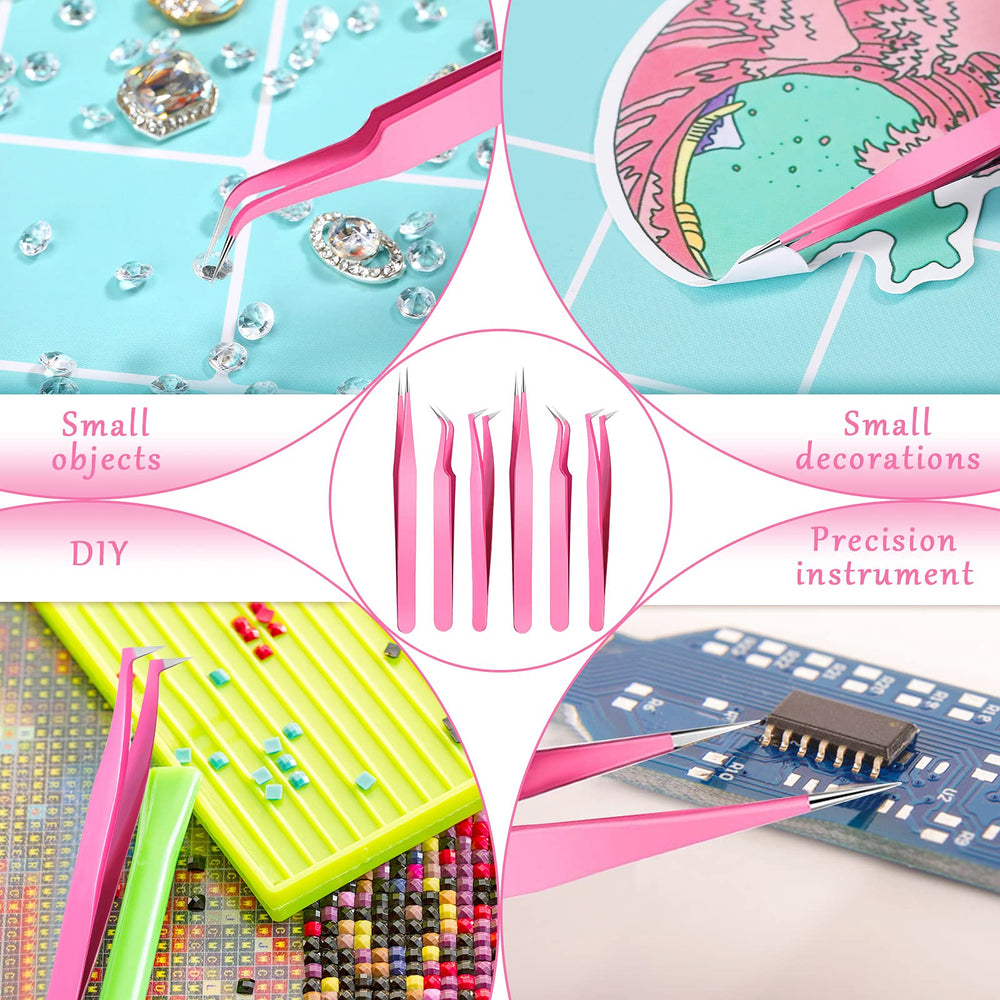 Kit Mudder con seis pinzas en estuche rosado para profesionales y uso doméstico.