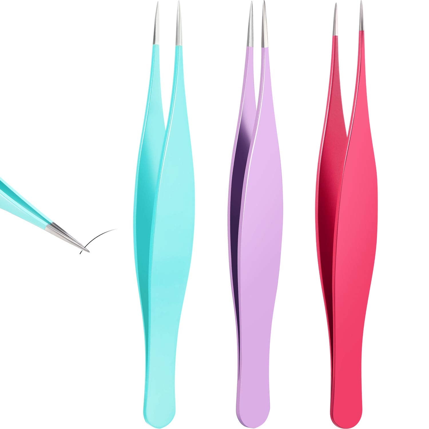 Pinzas Mudder para vello encarnado, color rosa, con puntas precisas para extracción suave