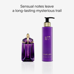 Éclat sous l’étoile MUGLER avec Alien Body Lotion, sensation veloutée et parfum durable.