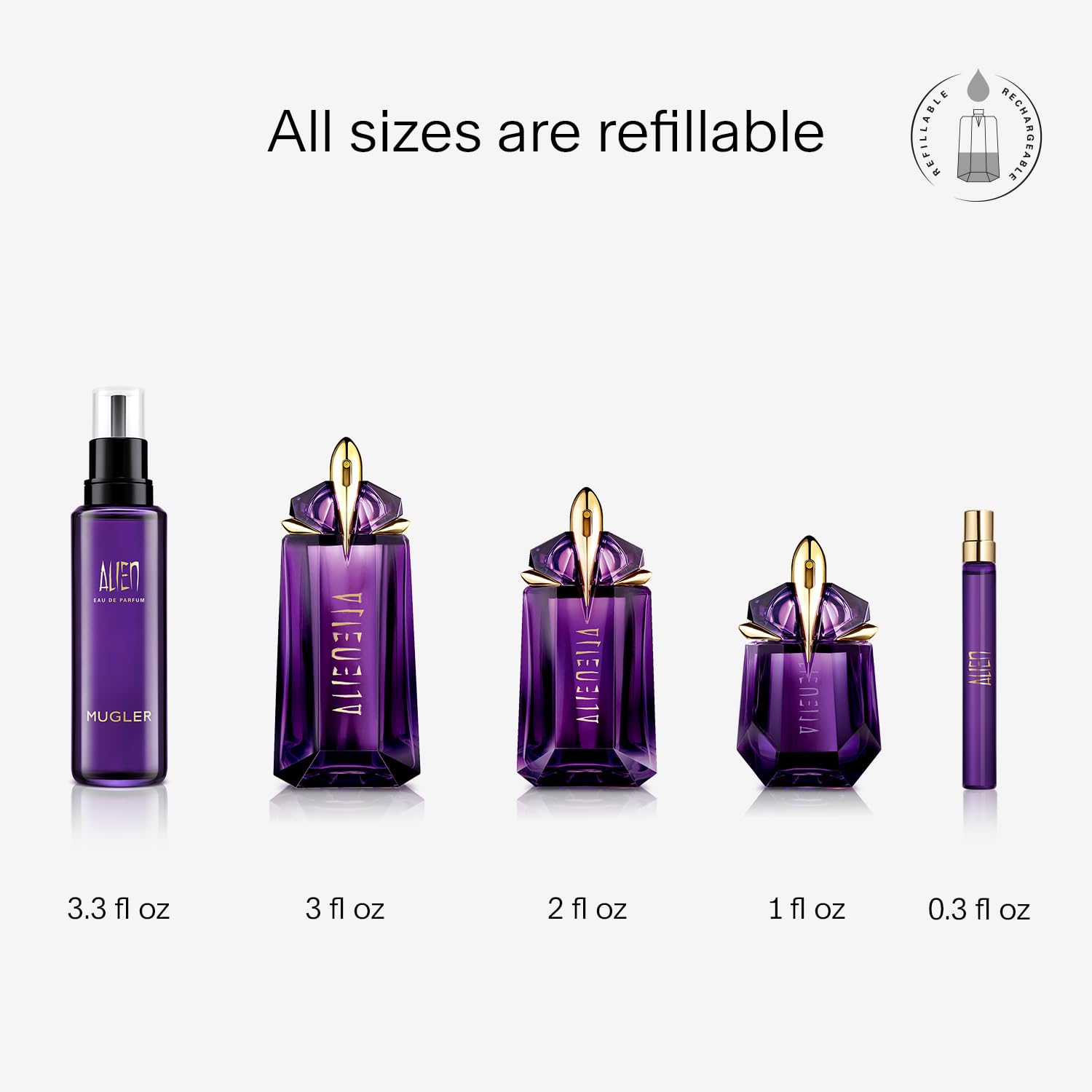 Mugler Alien, madera cachemira aporta calidez duradera.