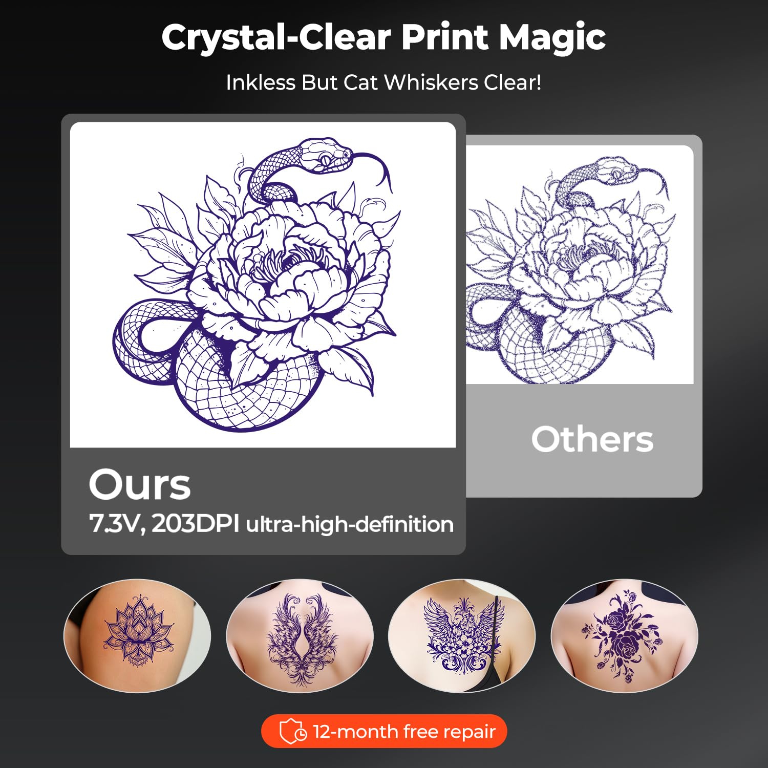 MUNBYN ITP05 batterie intégrée 2600mAh pour impression sans fil.