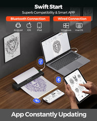 MUNBYN ITP05 connexion Bluetooth pour Android et iOS.