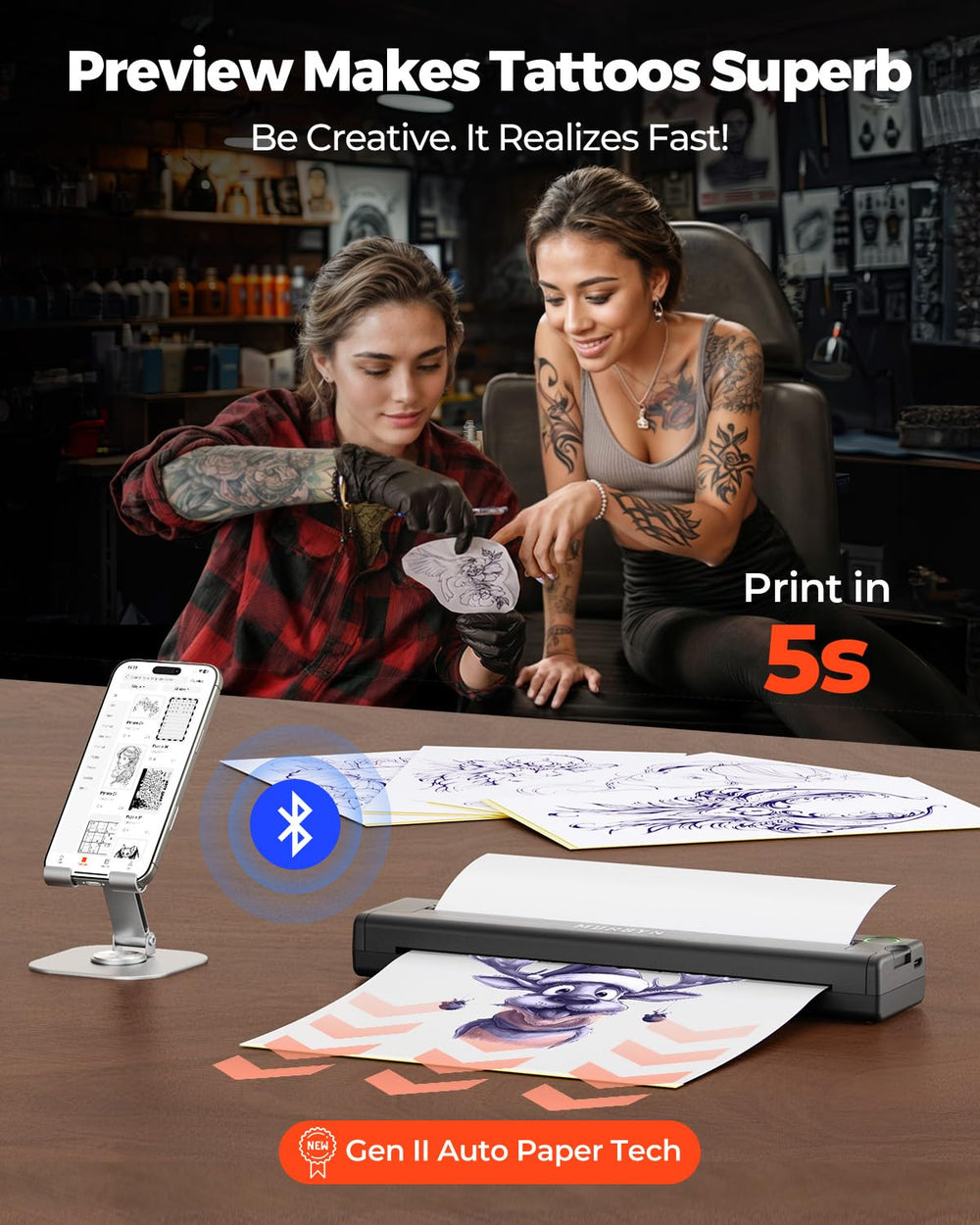 MUNBYN ITP05 impression thermique sans encre, contours nets.