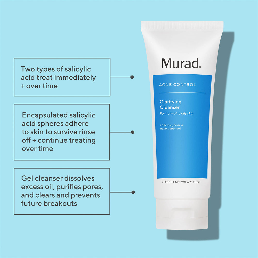 Murad Limpiador Clarificante: textura gel visible, sensación fresca y purificante.
