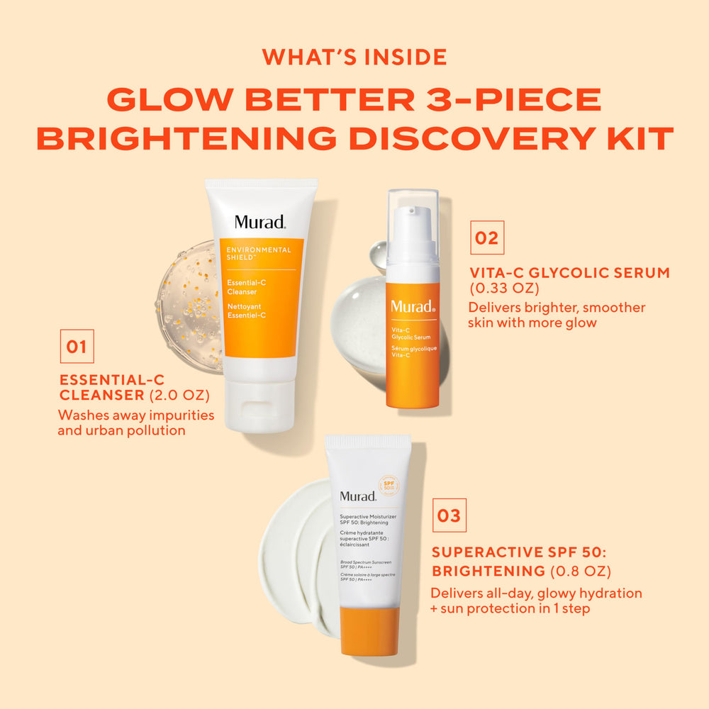 Murad Brighten Trial Kit: crema hidratante SPF 50, protege y mantiene la hidratación diaria.