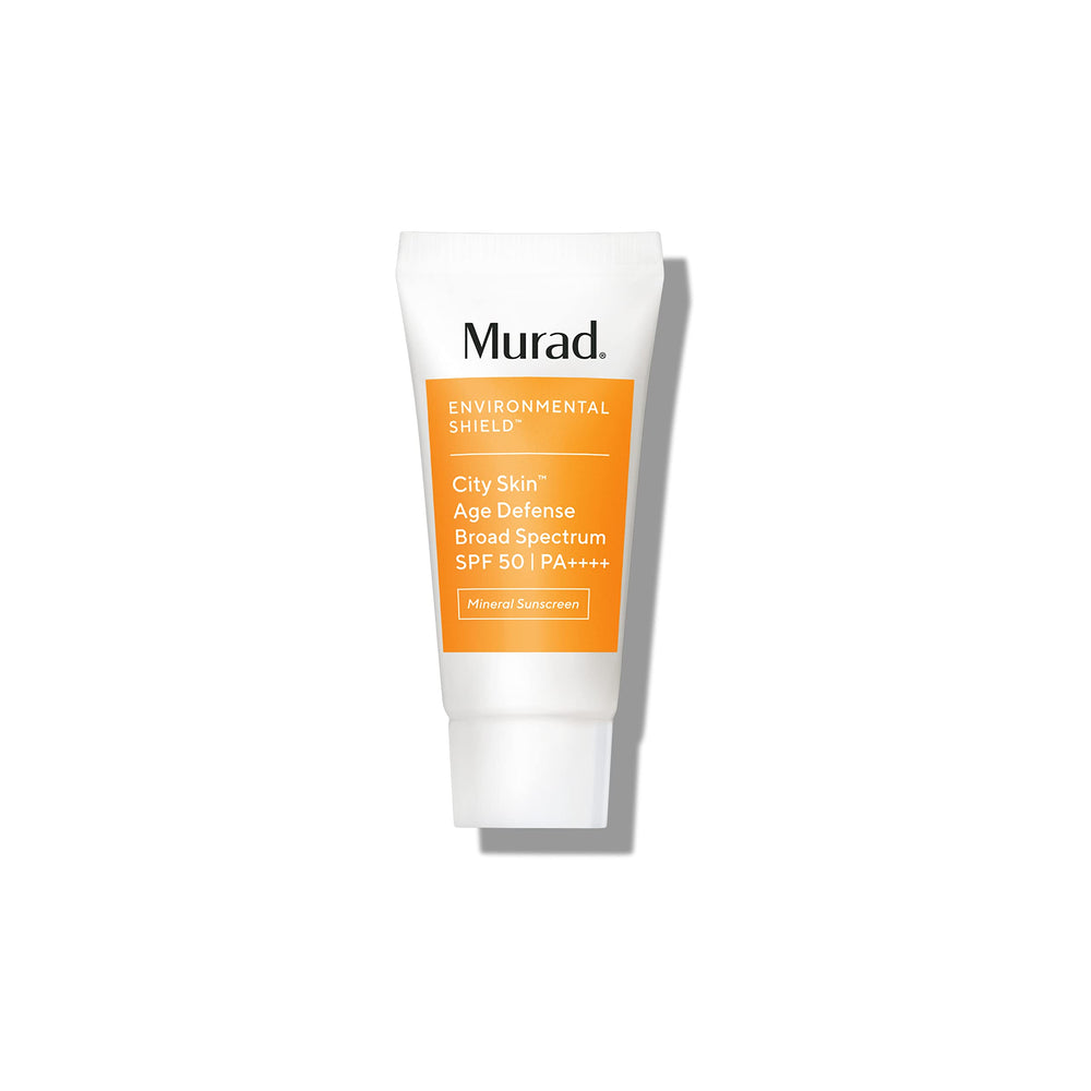 Murad City Skin Defense SPF50 — bouteille compacte prête pour voyage et protection quotidienne.