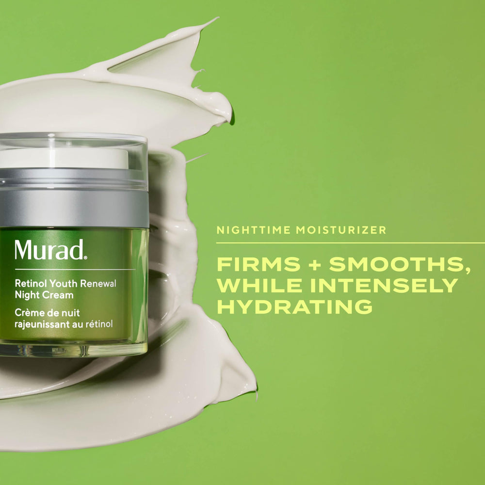 Murad crema nocturna retinol, textura cremosa para absorción suave.