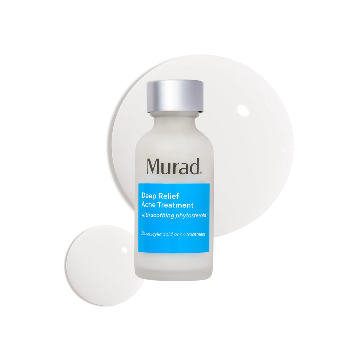 Murad Deep Relief, bote frontal para tratamiento de acné con alivio suave para la piel.