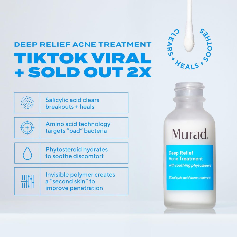 Murad Deep Relief, textura serum agradable al tacto para piel propensa a brotes.