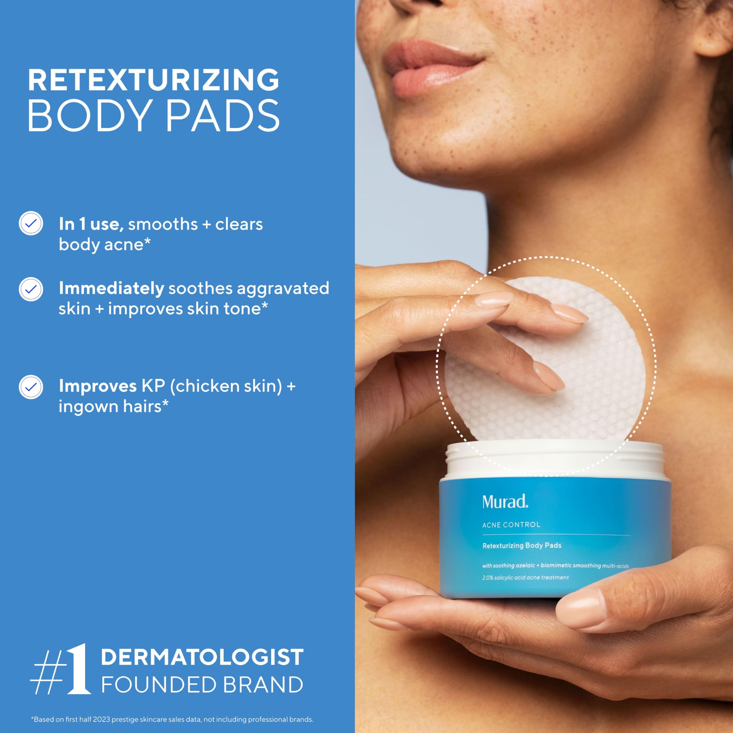 Murad discos exfoliantes para cuerpo, primer plano que destaca la textura