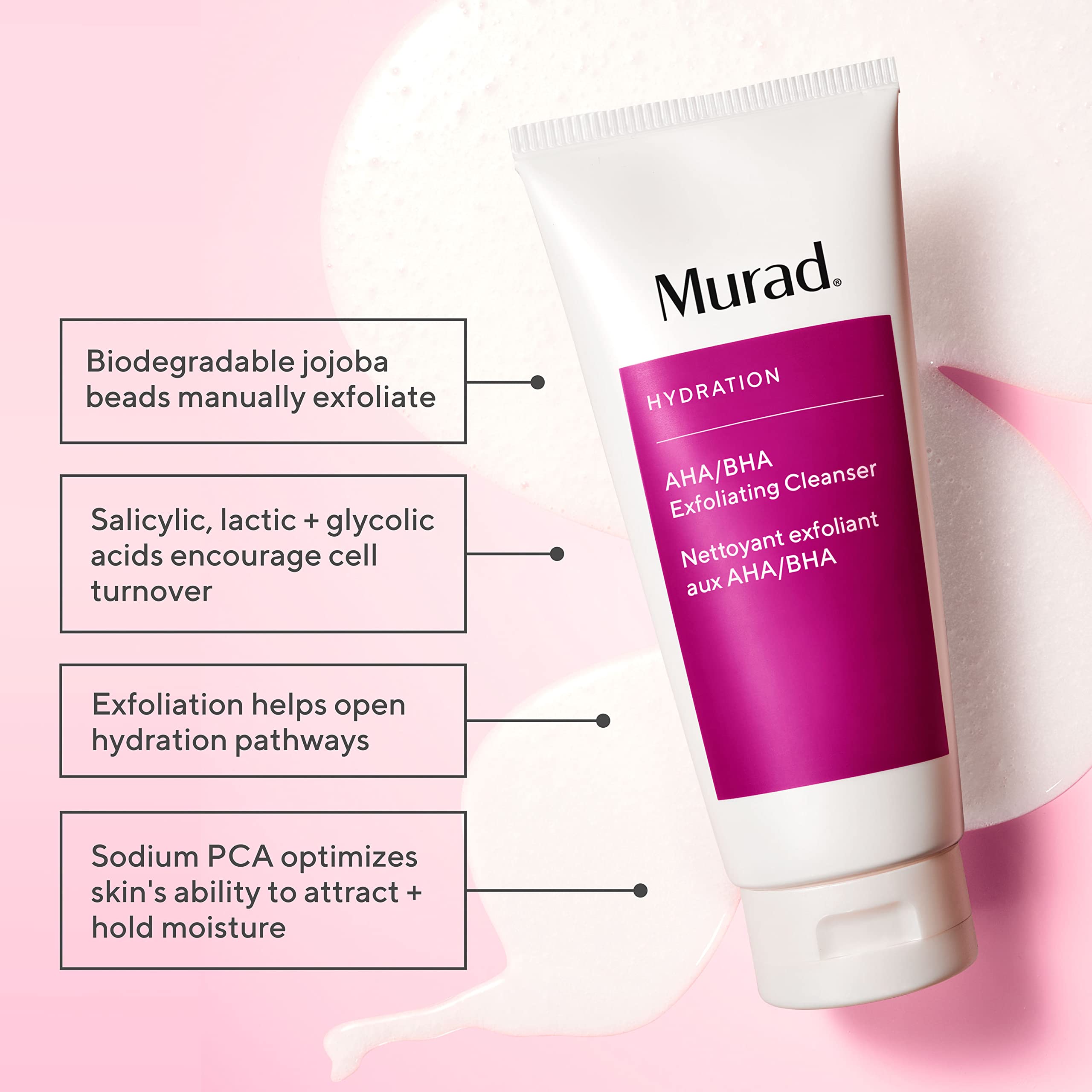 Murad exfoliante AHA/BHA: espuma cremosa que deja la piel suave