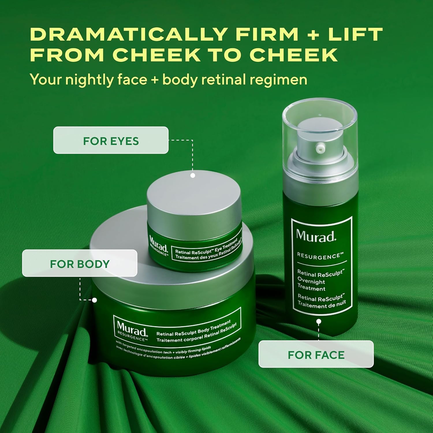 Murad Retinal ReSculpt crema corporal para posibles mejoras en celulitis y estrías.