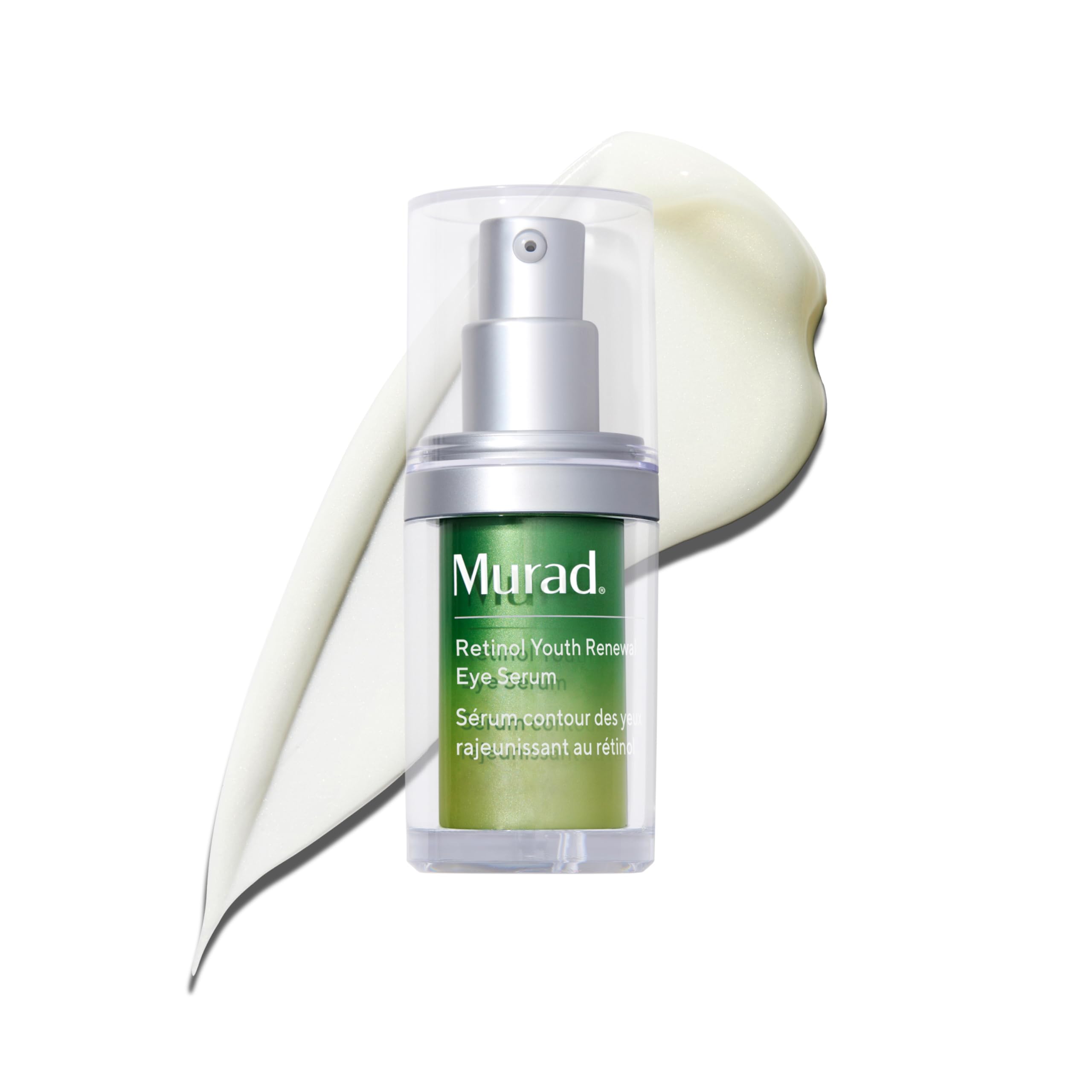 Murad serum ocular con retinol, botella, renovación del contorno ocular y firmeza.
